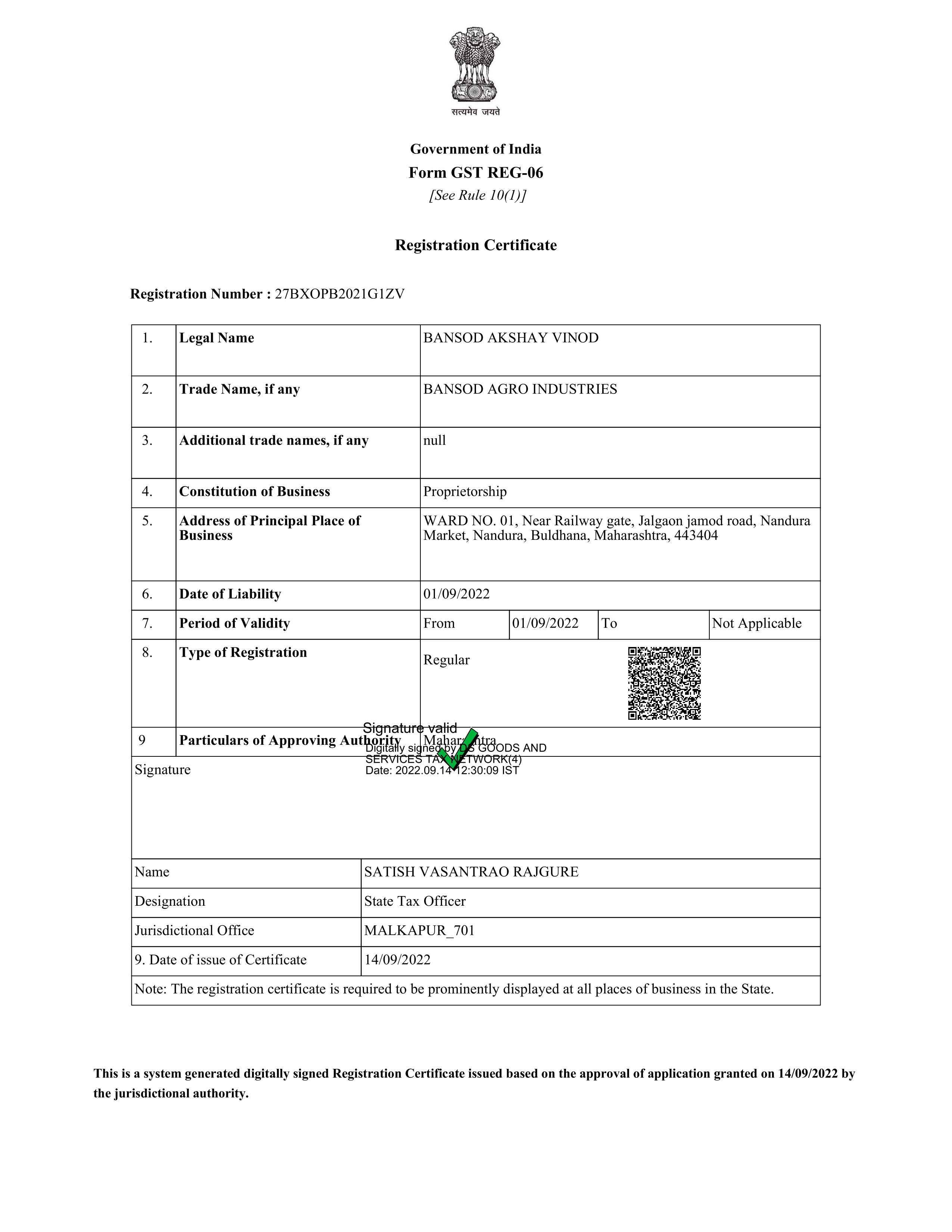 Business Registration Certificate